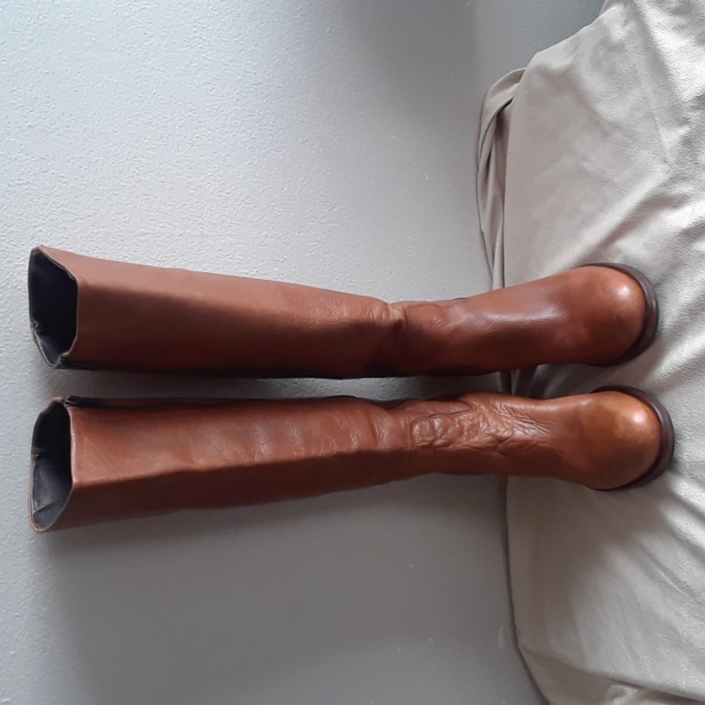 Boemos Women's Size 38 Euro/7.5 US Tall Italian Tan Brown Leather Boots